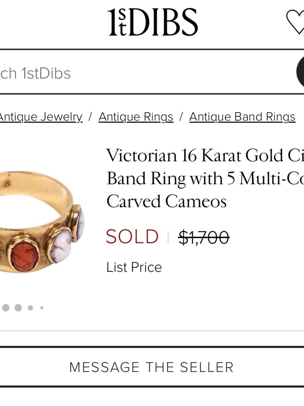 Antique 14k Gold Multi-Stone Cameo Band Ring - Picture 8 of 8